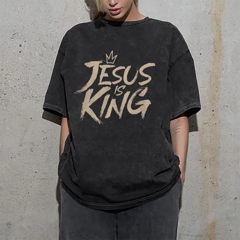 Christianartworkshop Jesus Is King Unisex Washed T-Shirt sold by Christian Art Workshop product image thumbnail 3