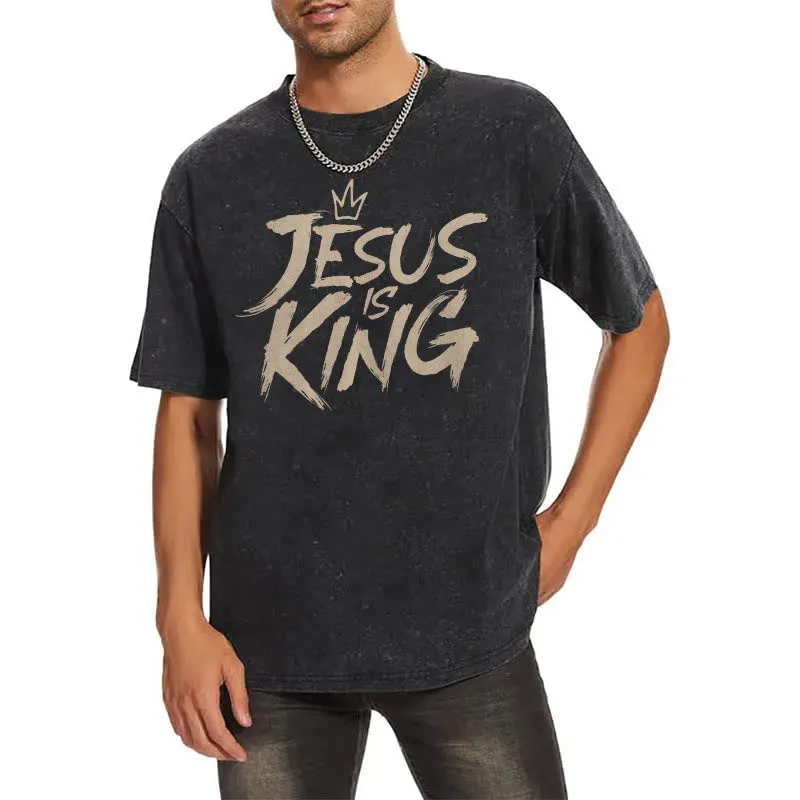 Christianartworkshop Jesus Is King Unisex Washed T-Shirt sold by Christian Art Workshop product image thumbnail 2