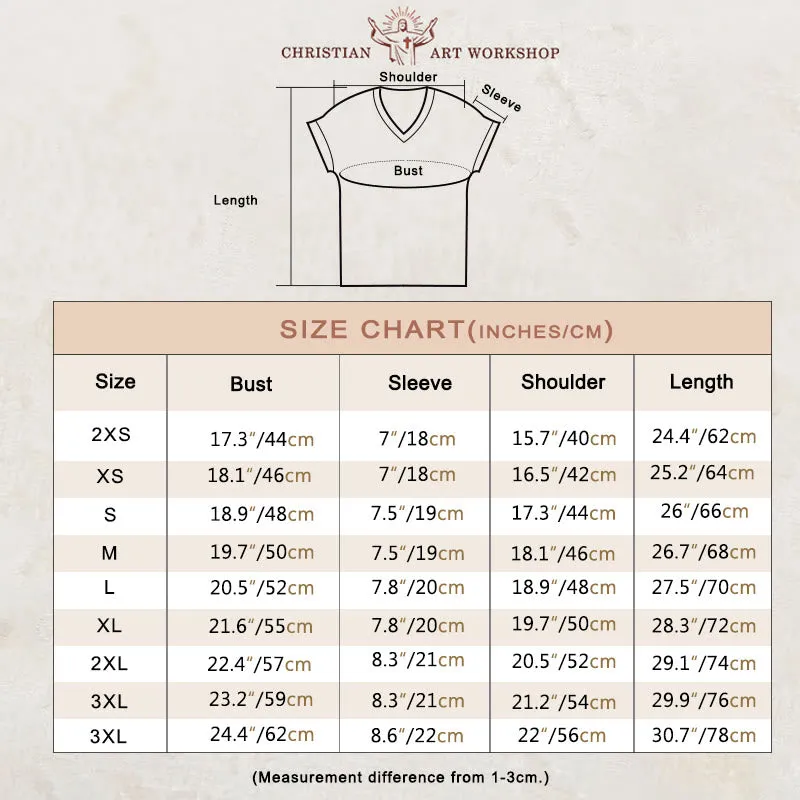 Christianartworkshop Women's Jesus Print Casual Print V-Neck T-shirt sold by Christian Art Workshop product image thumbnail 3