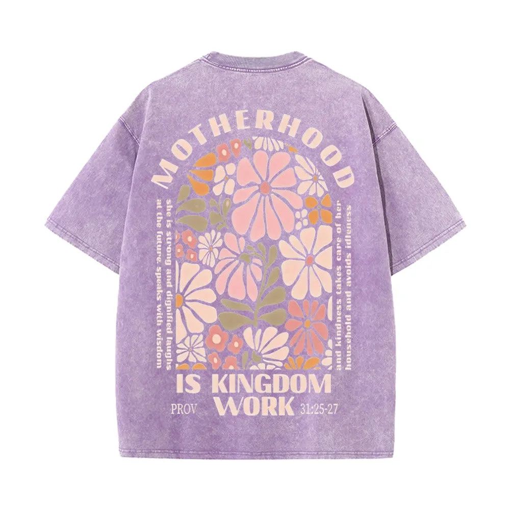 Christianartworkshop Motherhood Is Kingdom Work Unisex Washed T-Shirt sold by Christian Art Workshop product image thumbnail 4