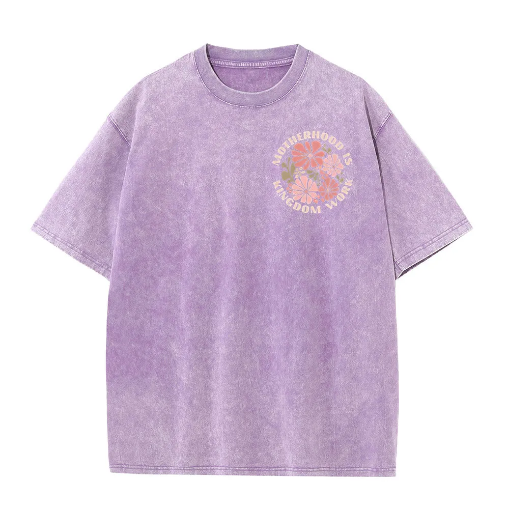 Christianartworkshop Motherhood Is Kingdom Work Unisex Washed T-Shirt sold by Christian Art Workshop product image thumbnail 5