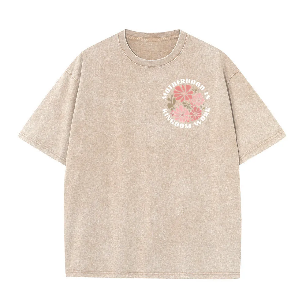 Christianartworkshop Motherhood Is Kingdom Work Unisex Washed T-Shirt sold by Christian Art Workshop product image thumbnail 2