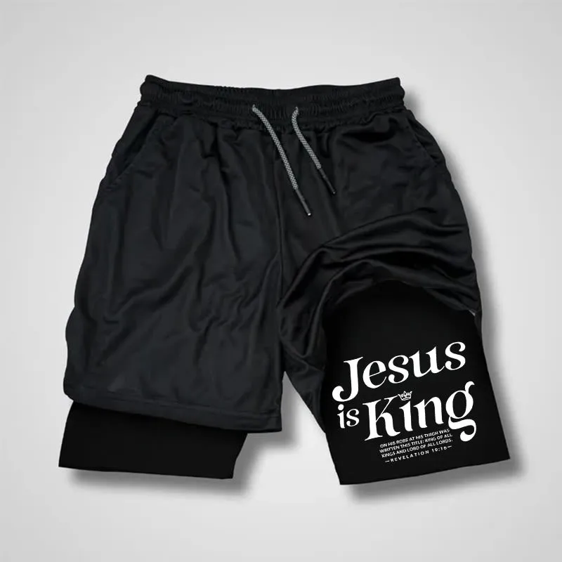 Christianartworkshop Jesus Is King Christian Performance Shorts sold by Christian Art Workshop