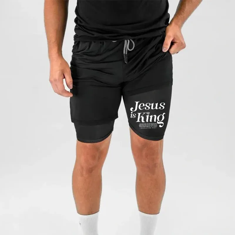 Christianartworkshop Jesus Is King Christian Performance Shorts sold by Christian Art Workshop product image thumbnail 2