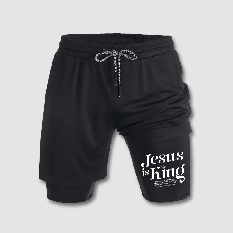 Christianartworkshop Jesus Is King Christian Performance Shorts sold by Christian Art Workshop product image thumbnail 3