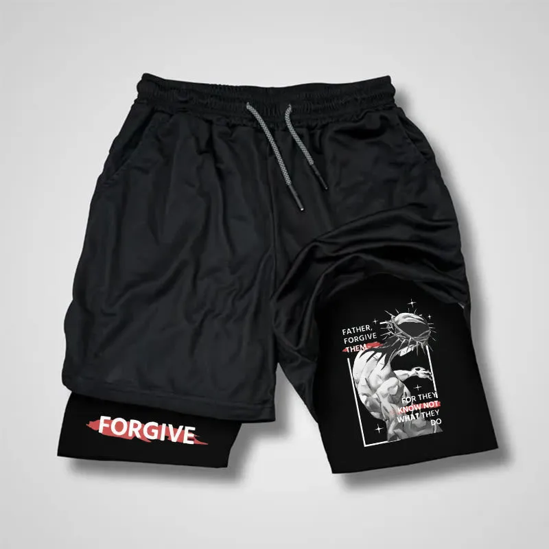 Christianartworkshop Father Forgiven Them Christian Performance Shorts sold by Christian Art Workshop