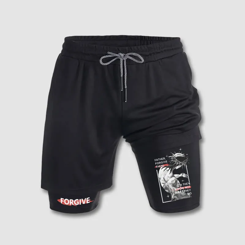 Christianartworkshop Father Forgiven Them Christian Performance Shorts sold by Christian Art Workshop product image thumbnail 3