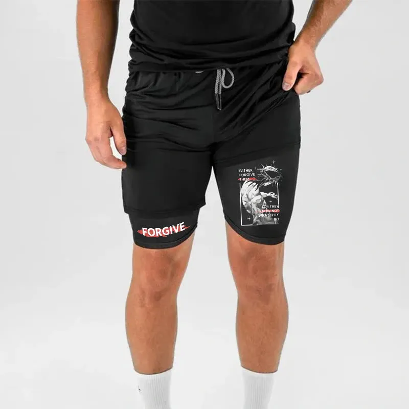 Christianartworkshop Father Forgiven Them Christian Performance Shorts sold by Christian Art Workshop product image thumbnail 2