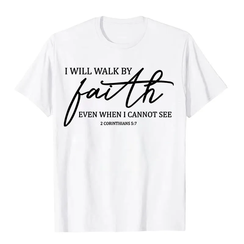 Christianartworkshop I Will Walk By Faith Bible Quote Unisex T-shirt sold by Christian Art Workshop product image thumbnail 4