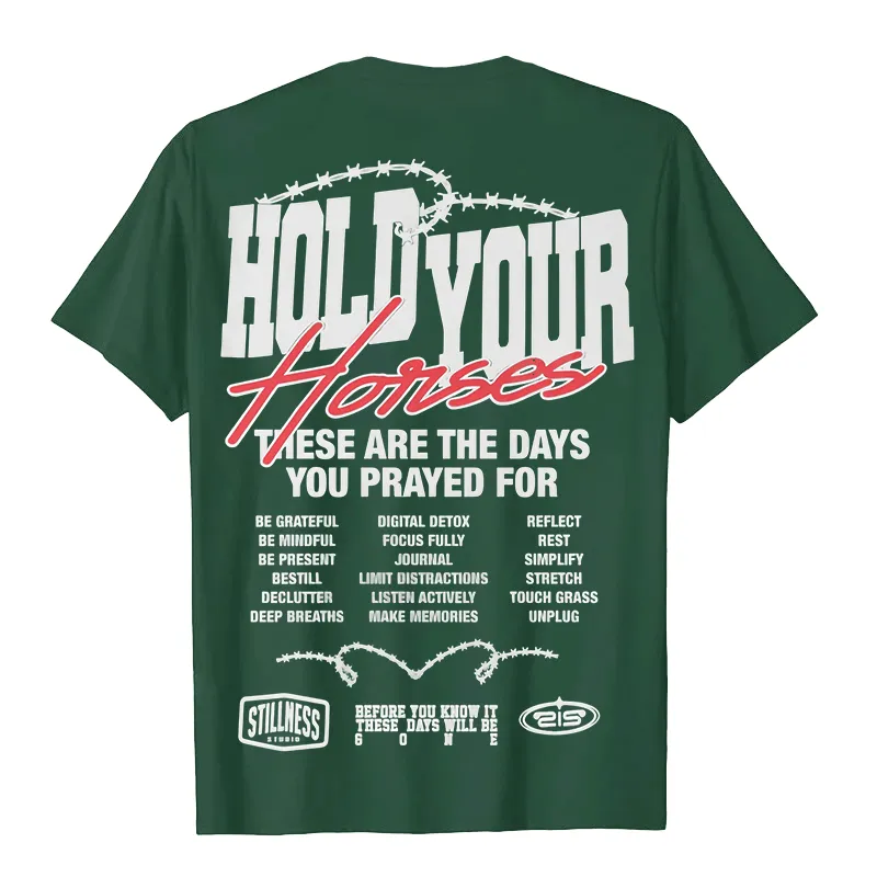 Christianartworkshop Casual Style Hold Your Horses Graphic Unisex T-shirt sold by Christian Art Workshop