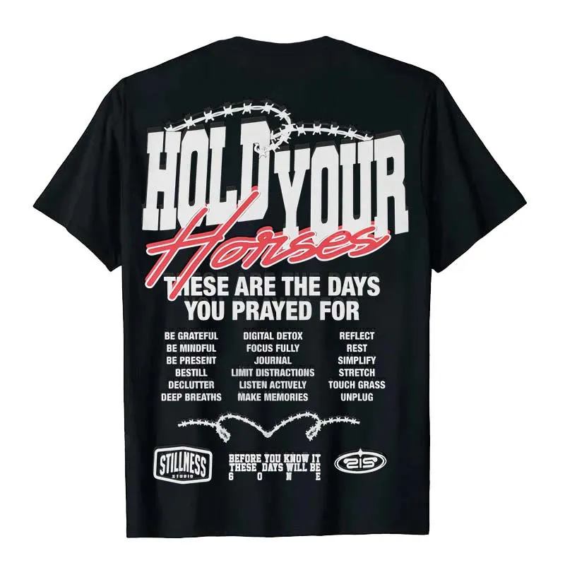 Christianartworkshop Casual Style Hold Your Horses Graphic Unisex T-shirt sold by Christian Art Workshop product image thumbnail 5