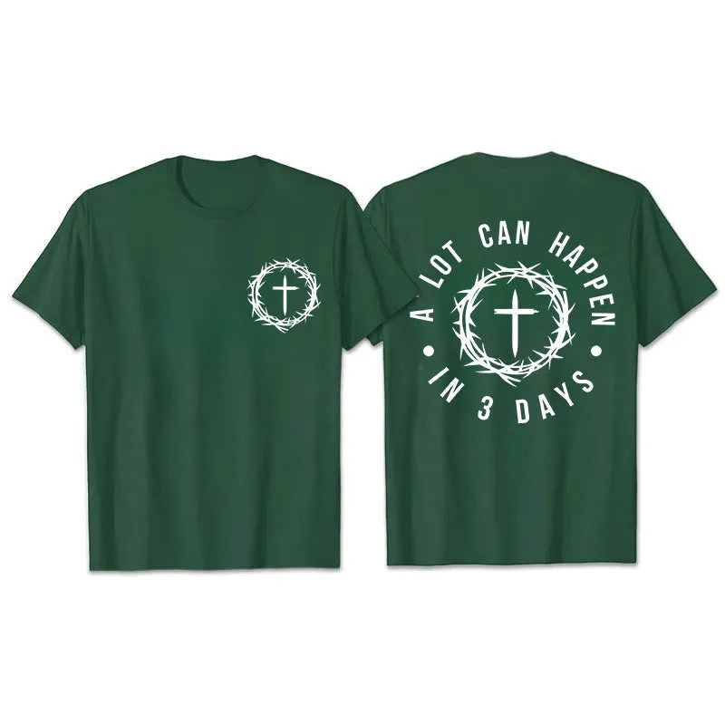 Christianartworkshop A Lot Can Happen In 3 Days Thorn Crown Cross Unisex T-shirt sold by Christian Art Workshop product image thumbnail 3