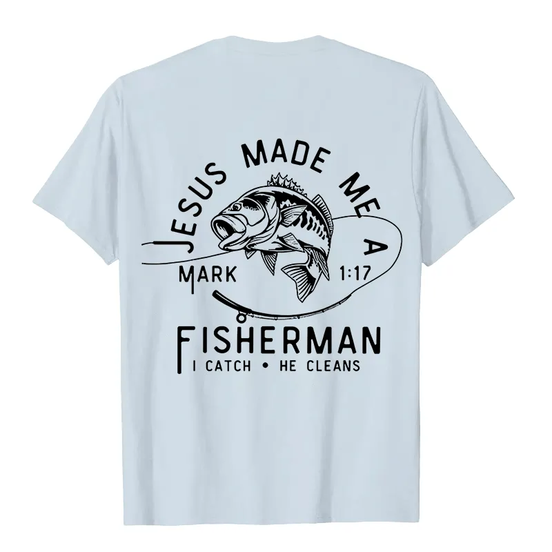 Christianartworkshop Jesus Made Me A Fisherman Mark 1:17 Unisex T-shirt sold by Christian Art Workshop