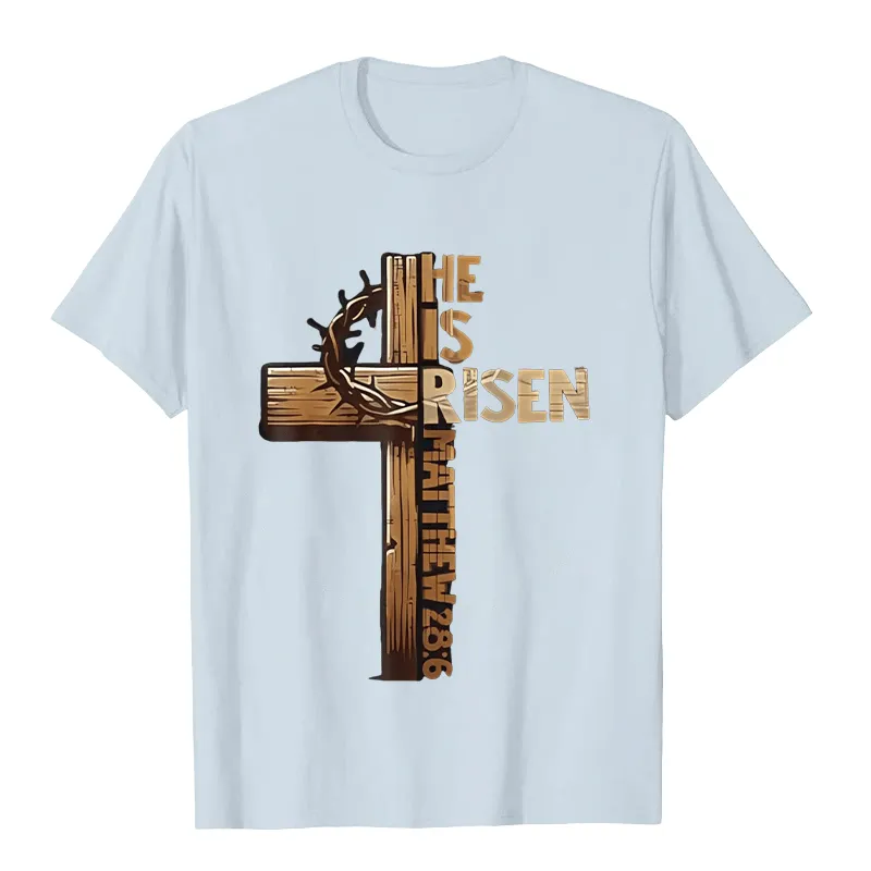 Christianartworkshop He Is Risen Cross & Crown of Thorns Unisex T-shirt sold by Christian Art Workshop product image thumbnail 3