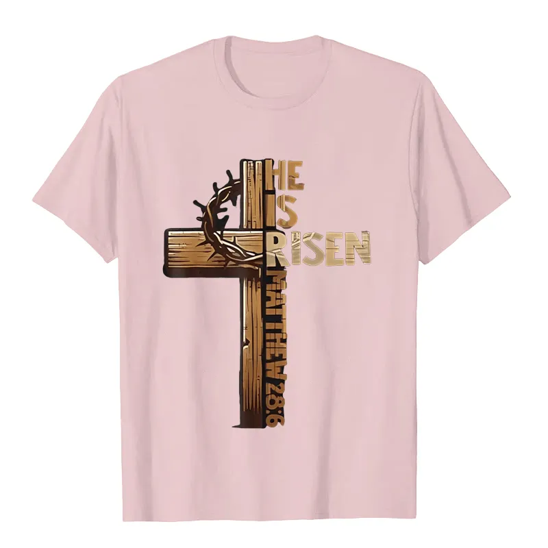 Christianartworkshop He Is Risen Cross & Crown of Thorns Unisex T-shirt sold by Christian Art Workshop product image thumbnail 5