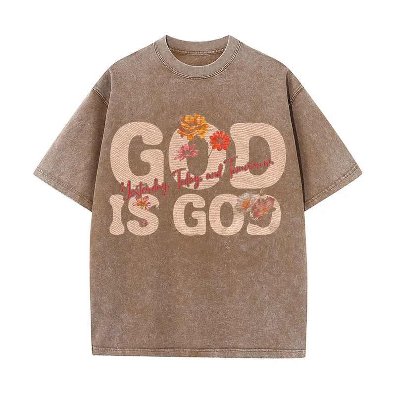 Christianartworkshop God Is God Unisex Washed T-shirt sold by Christian Art Workshop product image thumbnail 4