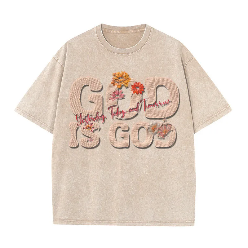 Christianartworkshop God Is God Unisex Washed T-shirt sold by Christian Art Workshop product image thumbnail 3