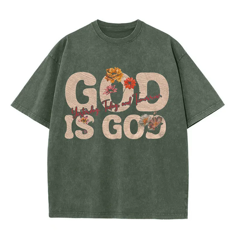Christianartworkshop God Is God Unisex Washed T-shirt sold by Christian Art Workshop product image thumbnail 5