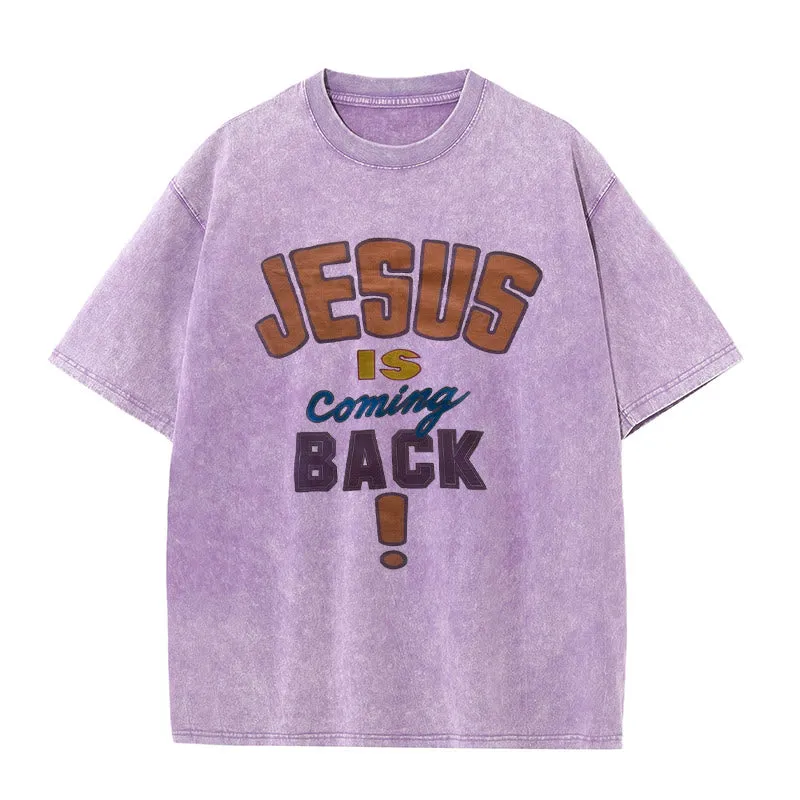 Christianartworkshop Jesus Is Coming Back Unisex Washed T-shirt sold by Christian Art Workshop