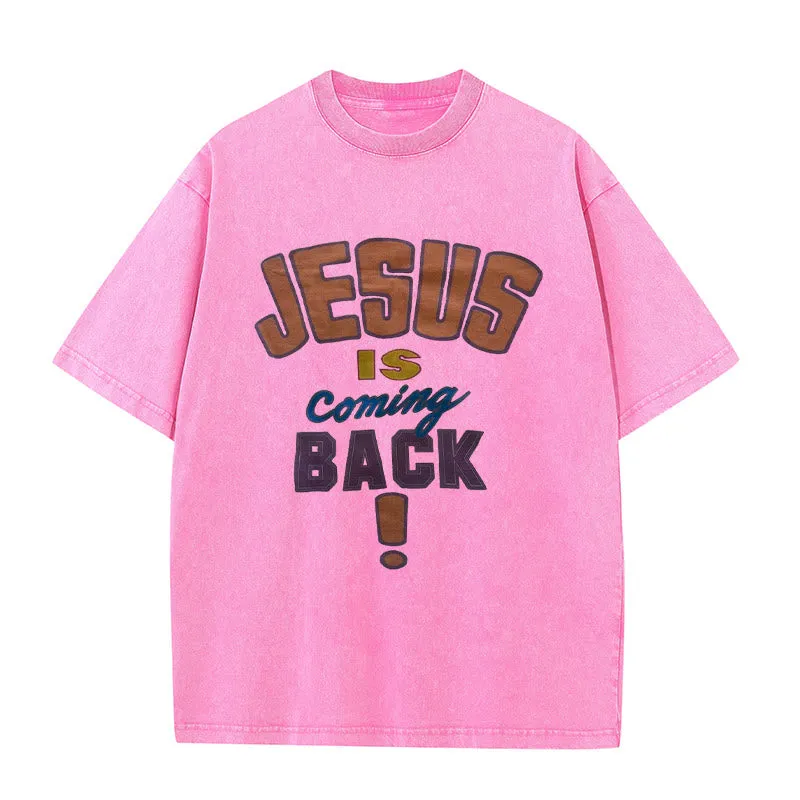 Christianartworkshop Jesus Is Coming Back Unisex Washed T-shirt sold by Christian Art Workshop product image thumbnail 4