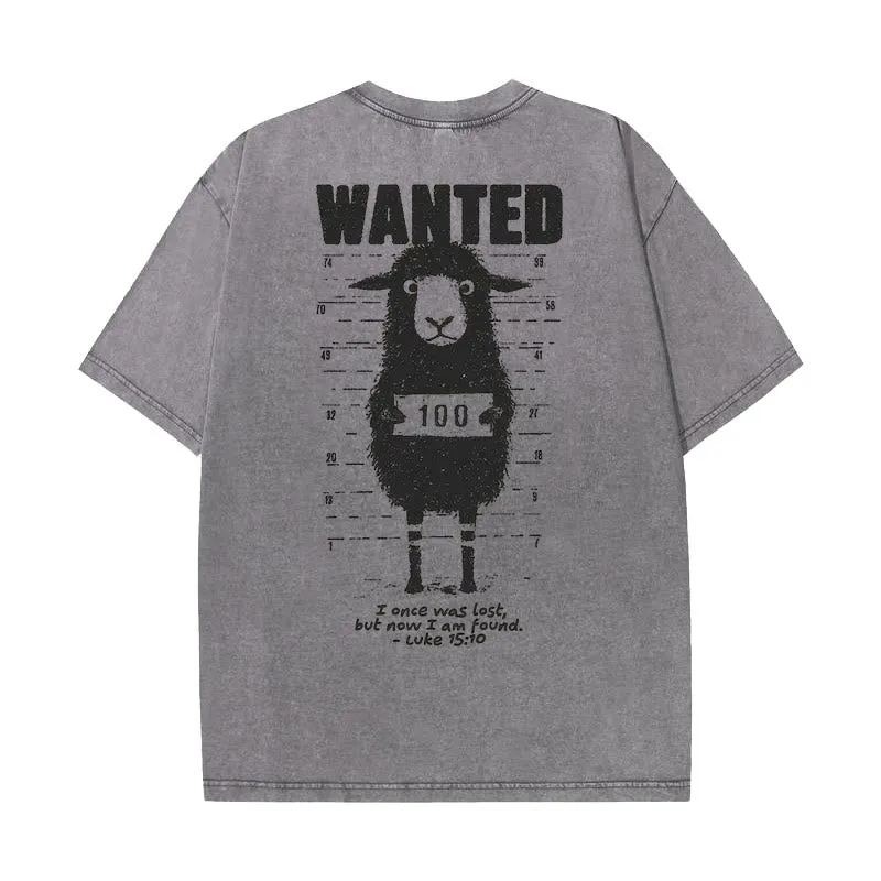 Christianartworkshop Wanted Sheep Unisex Washed T-shirt sold by Christian Art Workshop