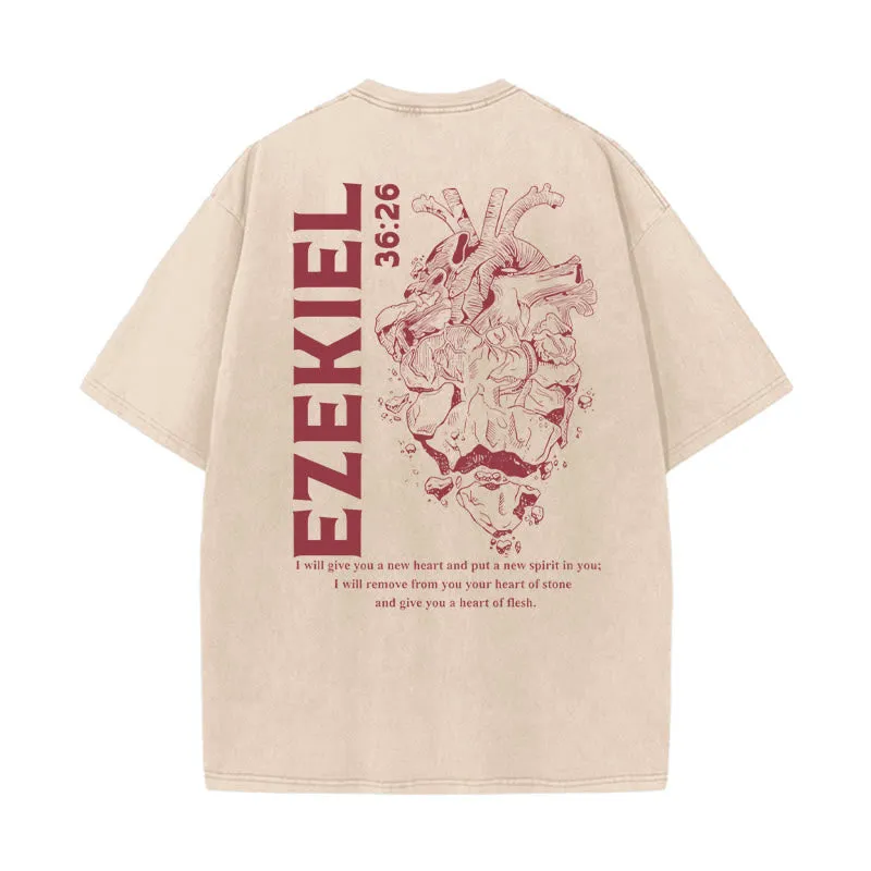 Christianartworkshop Heart Illustration Ezekiel Christian Washed T-shirt sold by Christian Art Workshop