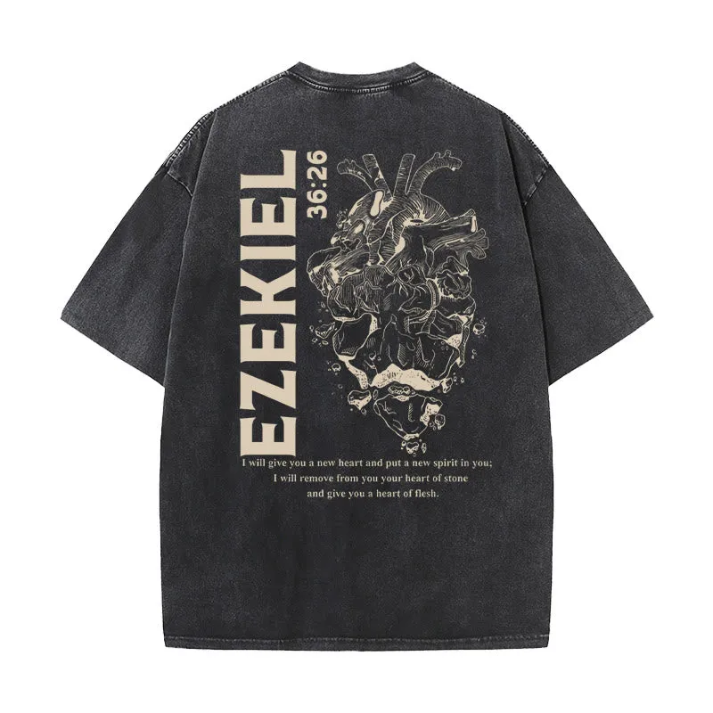 Christianartworkshop Heart Illustration Ezekiel Christian Washed T-shirt sold by Christian Art Workshop product image thumbnail 4