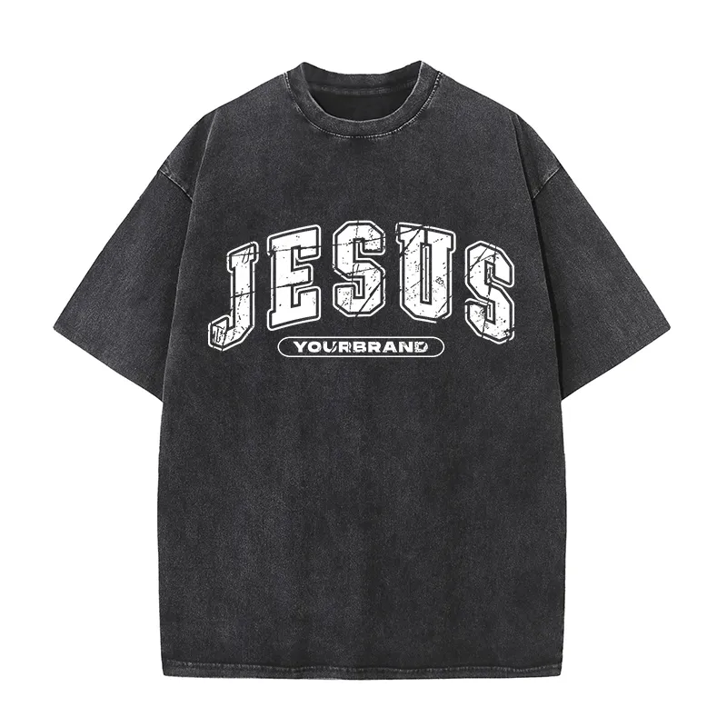 Christianartworkshop Vintage Style Jesus Christ Unisex Washed T-shirt sold by Christian Art Workshop product image thumbnail 5