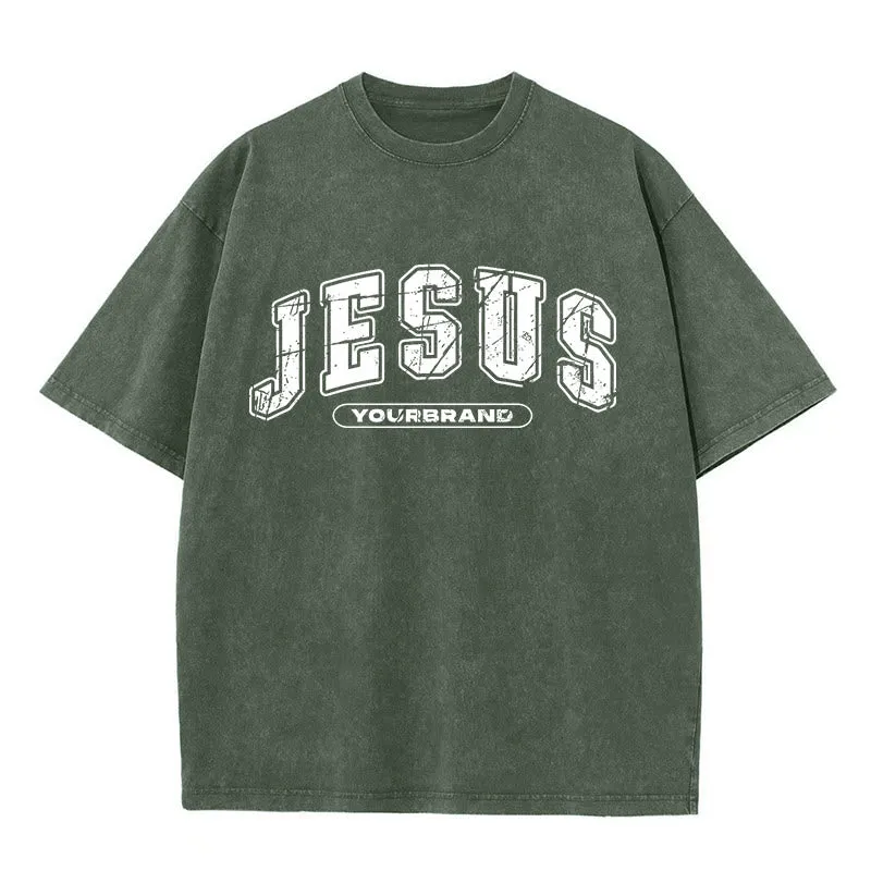 Christianartworkshop Vintage Style Jesus Christ Unisex Washed T-shirt sold by Christian Art Workshop product image thumbnail 2