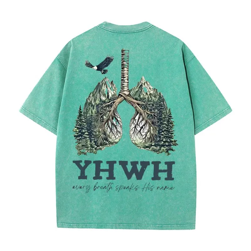 Christianartworkshop Every Breath Speaks His Name Unisex Washed T-shirt sold by Christian Art Workshop product image thumbnail 4