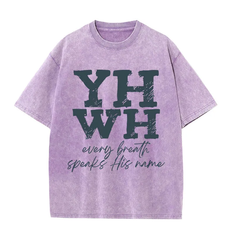 Christianartworkshop Every Breath Speaks His Name Unisex Washed T-shirt sold by Christian Art Workshop product image thumbnail 2