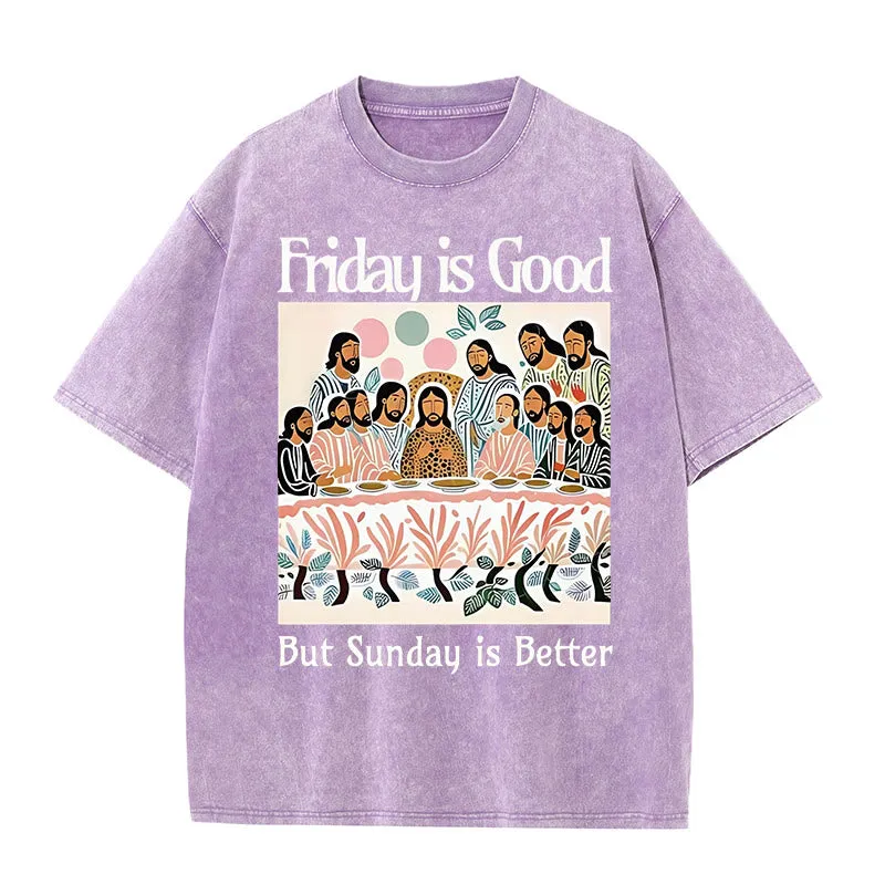 Christianartworkshop Friday Is Good Colorful Washed T-shirt sold by Christian Art Workshop product image thumbnail 4