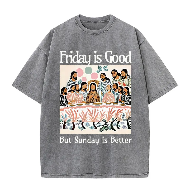 Christianartworkshop Friday Is Good Colorful Washed T-shirt sold by Christian Art Workshop product image thumbnail 5