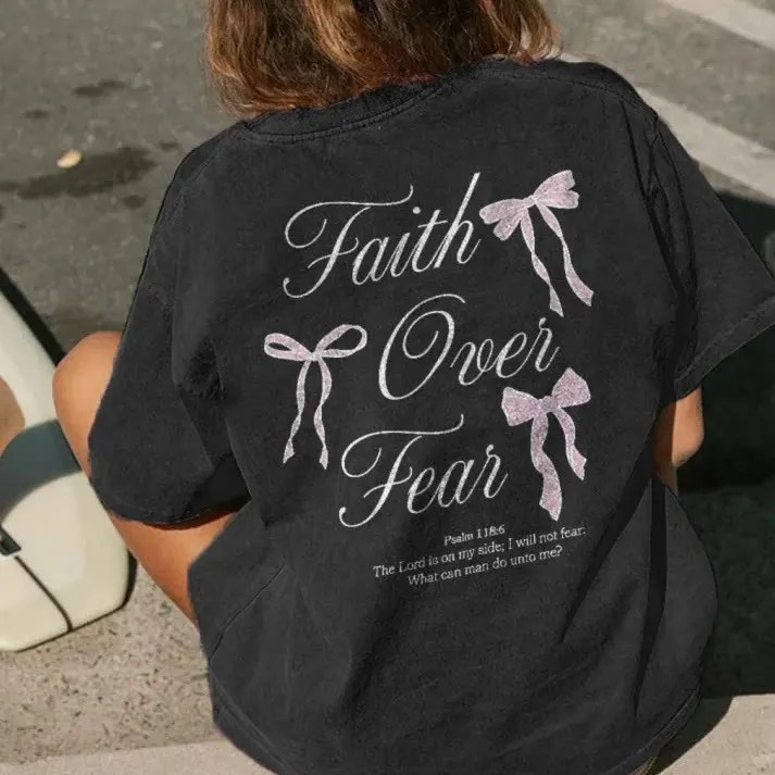 Christianartworkshop Faith Over Fear Unisex Washed T-Shirt sold by Christian Art Workshop product image thumbnail 2