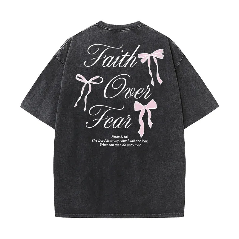 Christianartworkshop Faith Over Fear Unisex Washed T-Shirt sold by Christian Art Workshop
