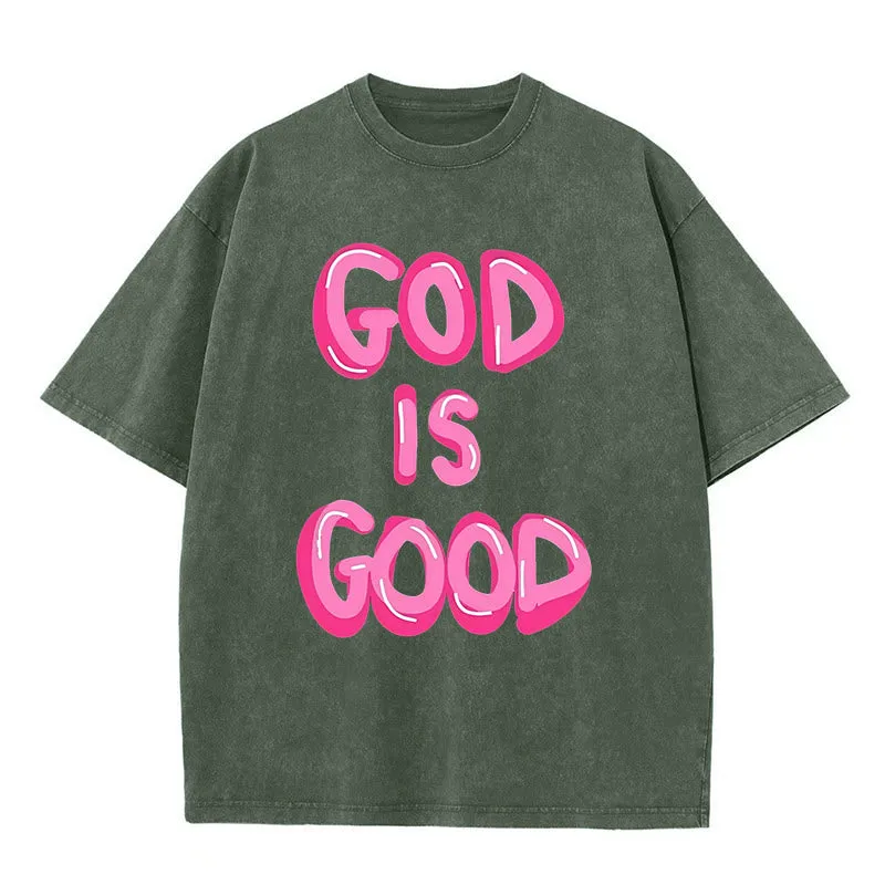 Christianartworkshop God Is Good Unisex Washed T-Shirt sold by Christian Art Workshop product image thumbnail 4