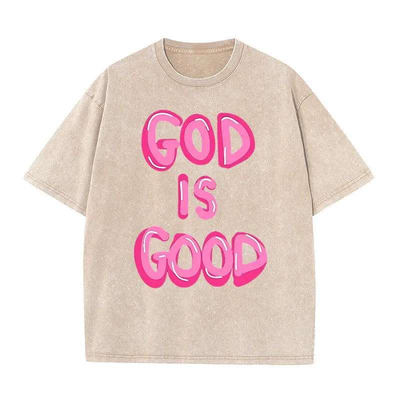 Christianartworkshop God Is Good Unisex Washed T-Shirt sold by Christian Art Workshop