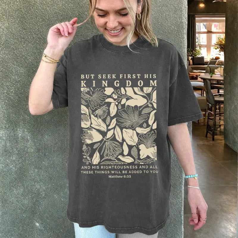 Christianartworkshop But Seek First His Kingdom Unisex Washed T-Shirt sold by Christian Art Workshop product image thumbnail 2