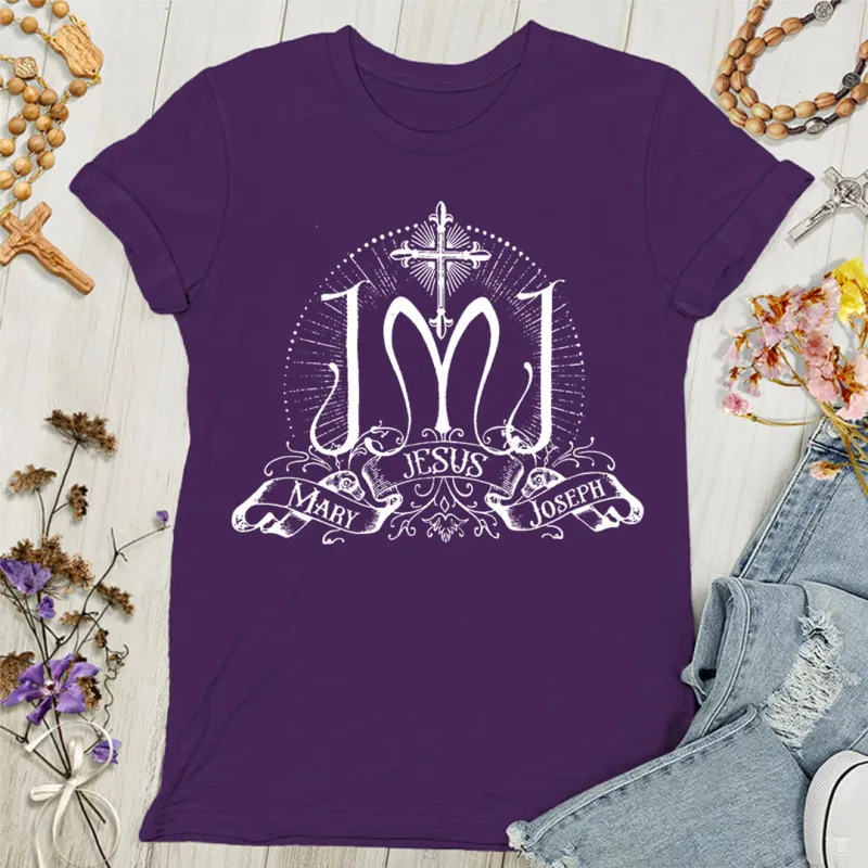 Christianartworkshop Jesus Mary Joseph Holy Family Women's T-shirt sold by Christian Art Workshop