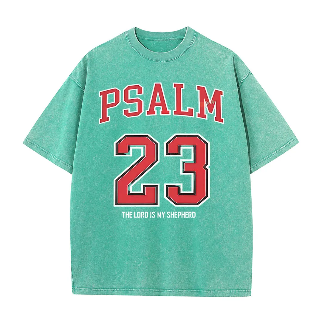 Christianartworkshop Psalm 23 Christian Unisex Washed T-shirt sold by Christian Art Workshop