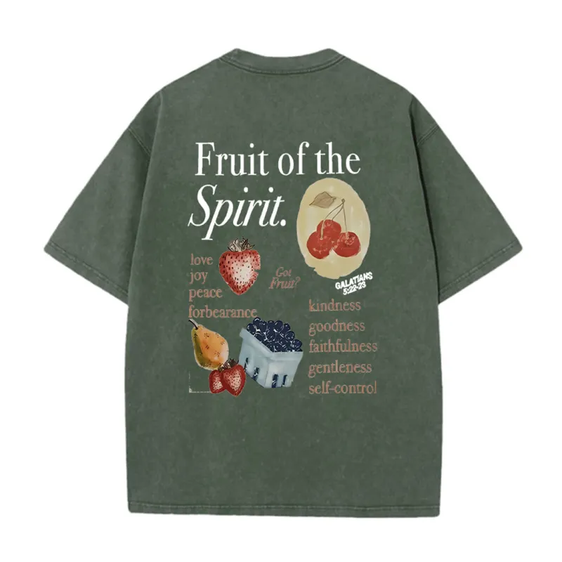 Christianartworkshop Fruit Of The Spirit Double Sided Unisex Washed T-shirt sold by Christian Art Workshop