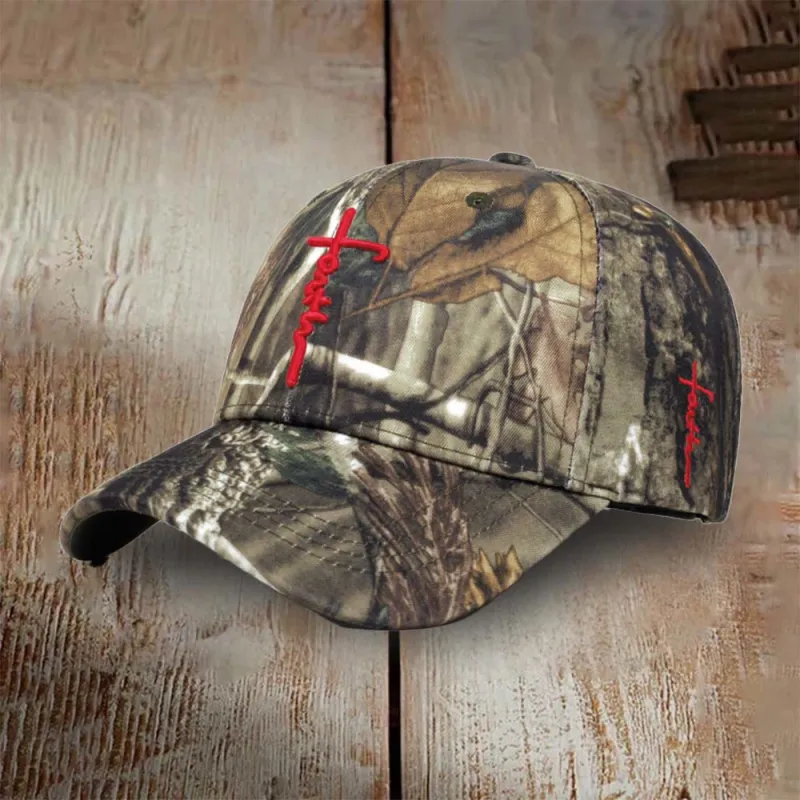 Christianartworkshop Embroidered Faith Cross Baseball Cap: Wear the Armor of Belief sold by Christian Art Workshop