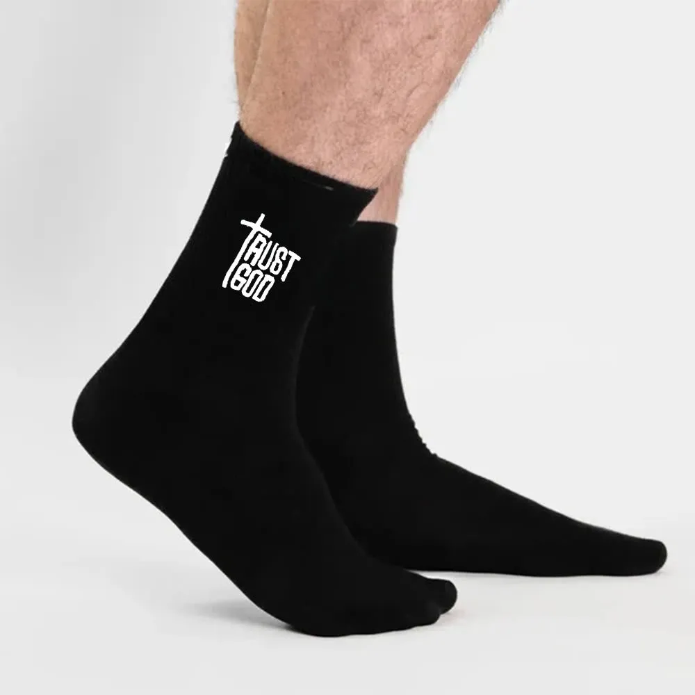 Christianartworkshop Trust God Cross-Design Faith Crew Socks: Walk Boldly with Christ sold by Christian Art Workshop product image thumbnail 2