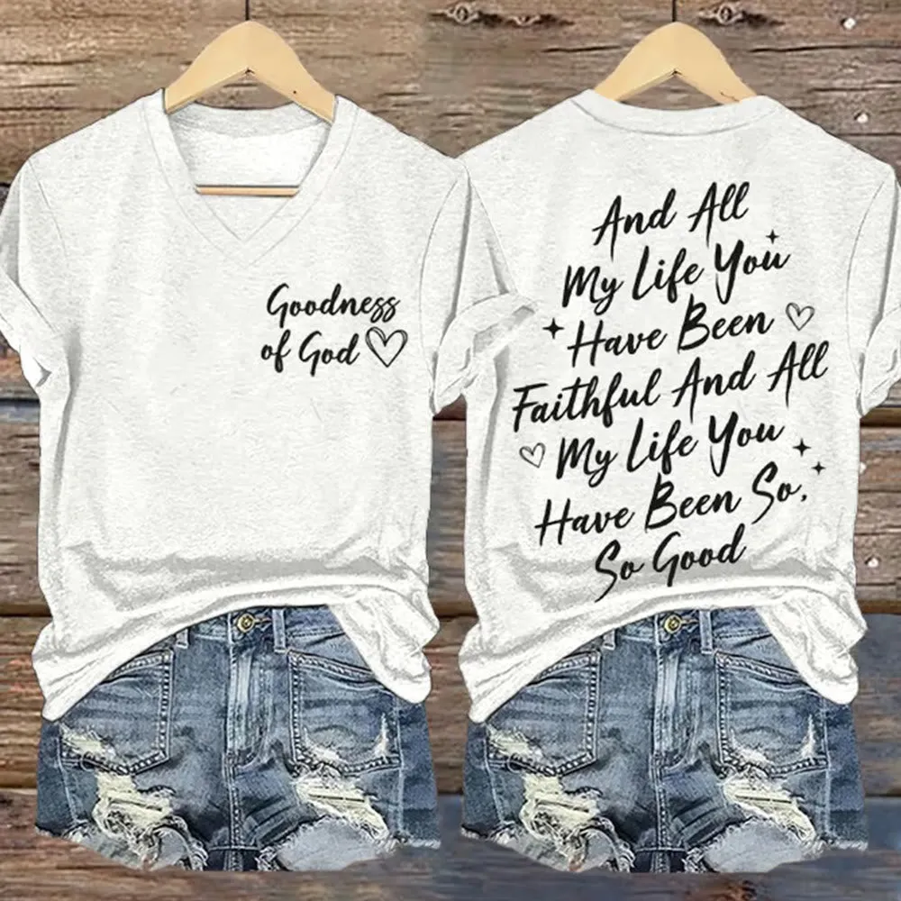 Christianartworkshop Women's I Will Sing Of The Goodness Of God Casual V-neck T-shirt sold by Christian Art Workshop product image thumbnail 3