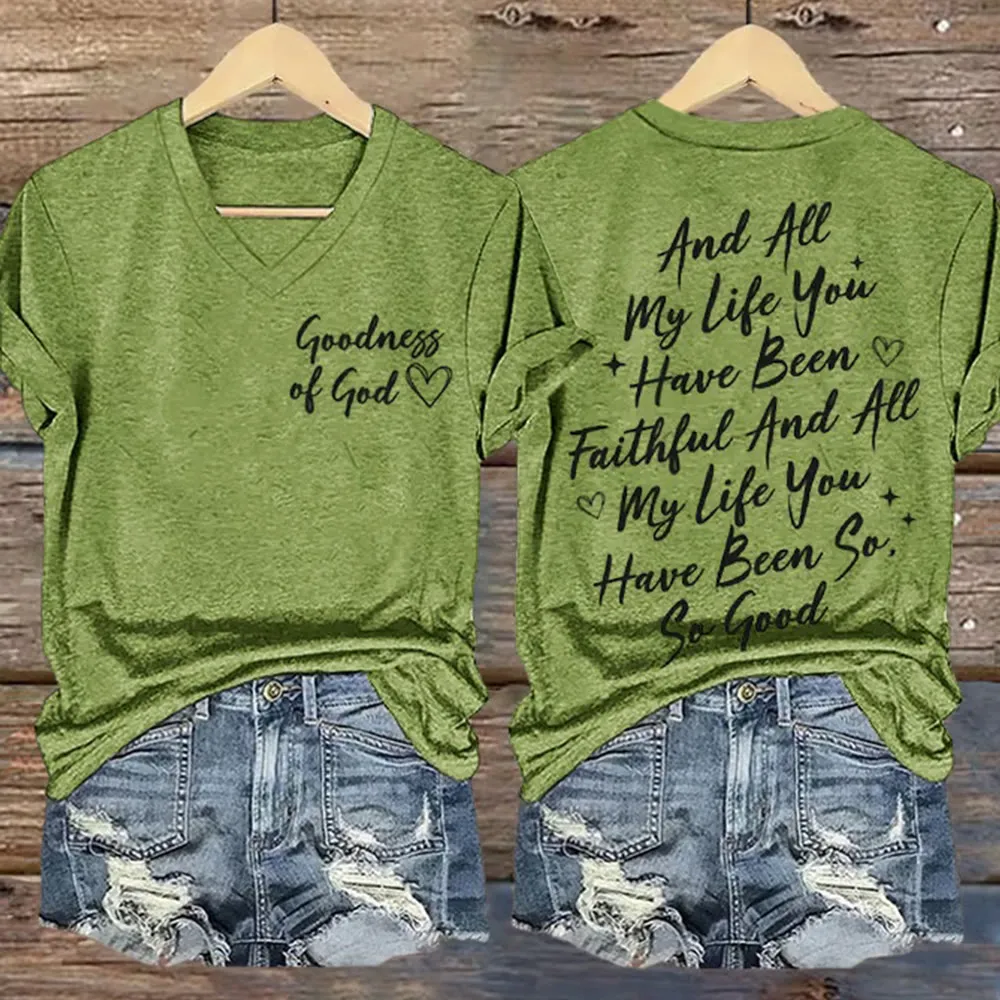 Christianartworkshop Women's I Will Sing Of The Goodness Of God Casual V-neck T-shirt sold by Christian Art Workshop product image thumbnail 4