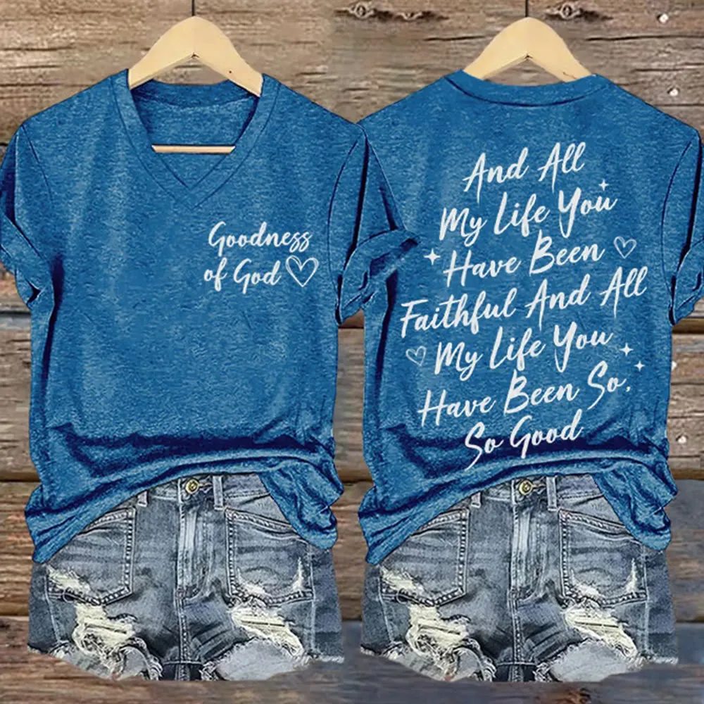 Christianartworkshop Women's I Will Sing Of The Goodness Of God Casual V-neck T-shirt sold by Christian Art Workshop product image thumbnail 5