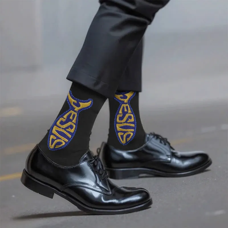 Christianartworkshop Jesus Fish Icon Socks Expressing Hope and Devotion sold by Christian Art Workshop