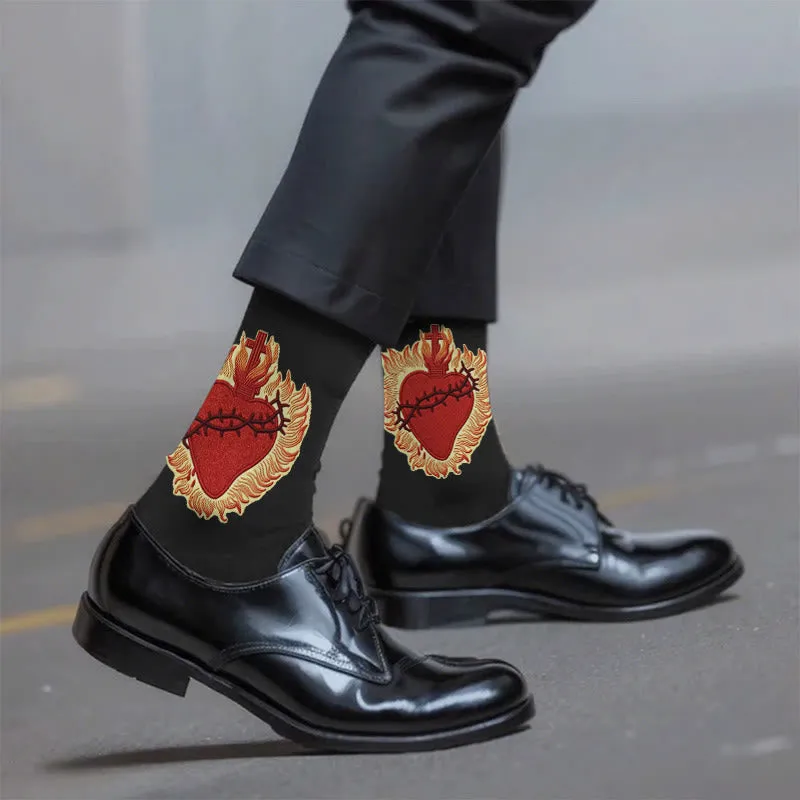 Christianartworkshop Sacred Heart Faith Unisex Socks Radiating Love and Spiritual Protection sold by Christian Art Workshop