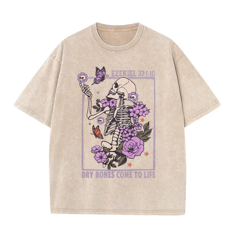 Christianartworkshop Vintage Dry Bones Come To Life Unisex Washed T-Shirt sold by Christian Art Workshop product image thumbnail 5
