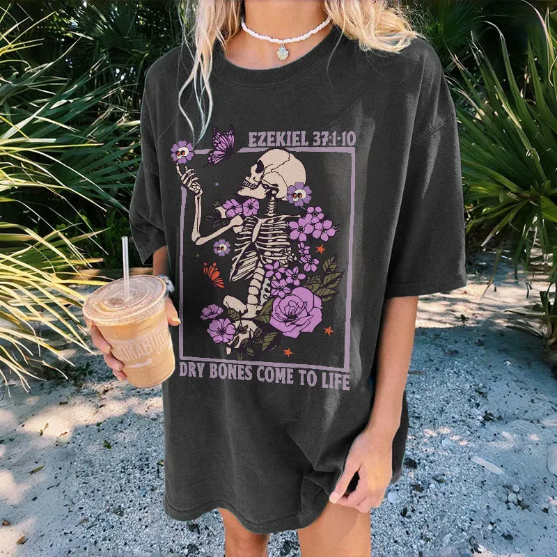 Christianartworkshop Vintage Dry Bones Come To Life Unisex Washed T-Shirt sold by Christian Art Workshop product image thumbnail 2